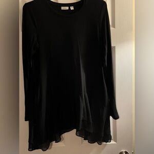 Lot of 2 LOGO Lounge ruffle hem tops with pockets (black/tan)